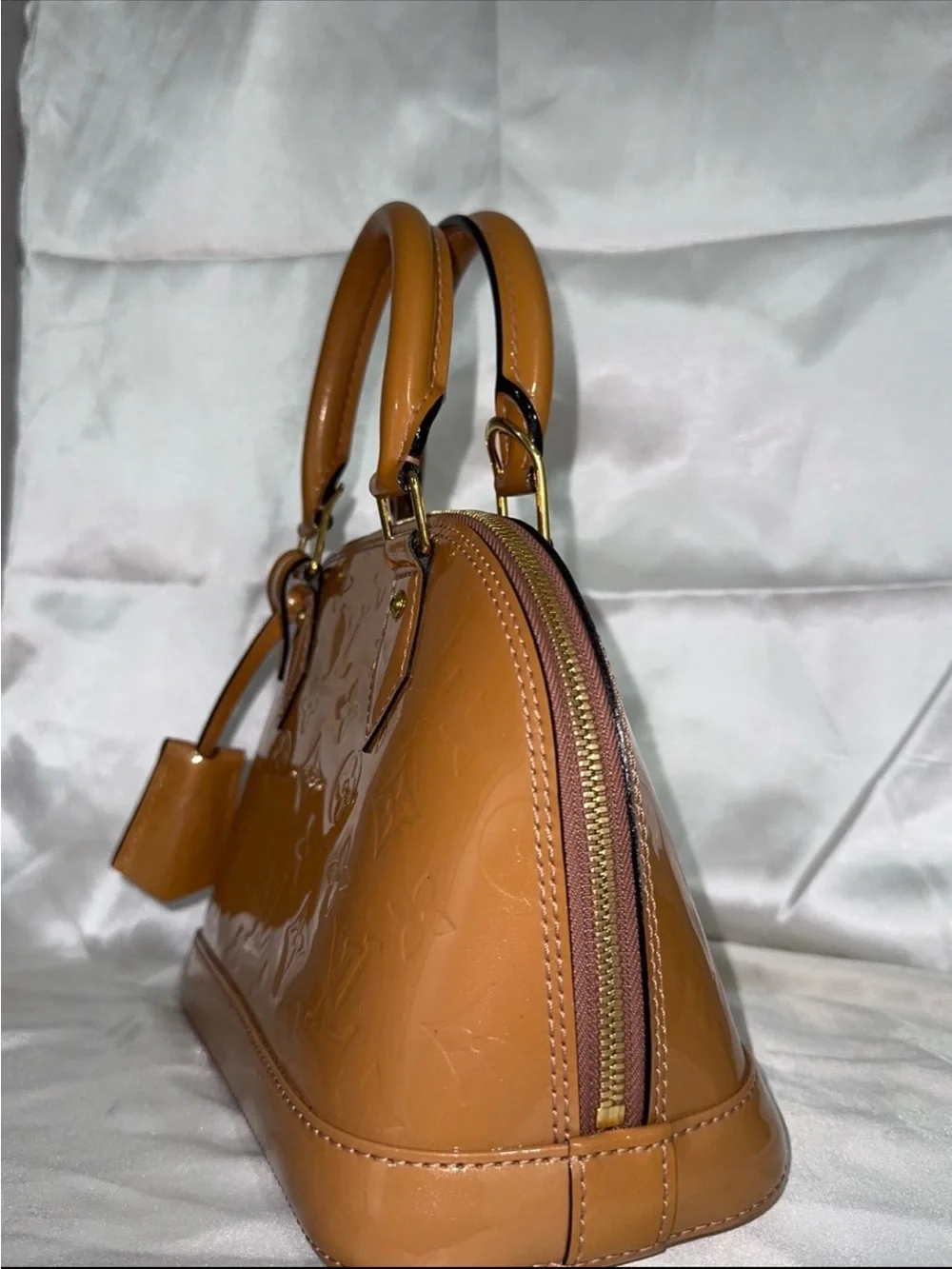 Louis Vuitton Caramel Patent Vernis Alma Satchel